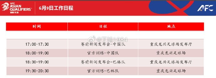 迎榮譽(yù)戰(zhàn)！國(guó)足明天17點(diǎn)開(kāi)對(duì)巴林的賽前發(fā)布會(huì)，18點(diǎn)進(jìn)行訓(xùn)練
