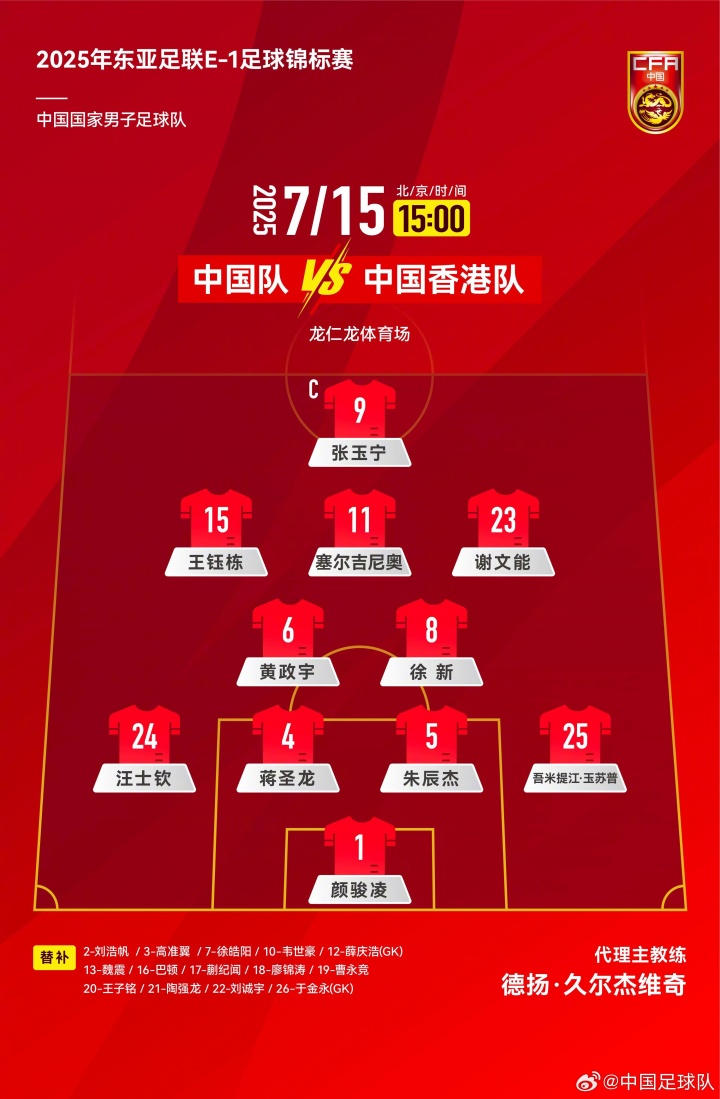 三戰(zhàn)全首發(fā)！34歲顏駿凌東亞杯三場均首發(fā)出戰(zhàn)，薛慶浩于金永無緣